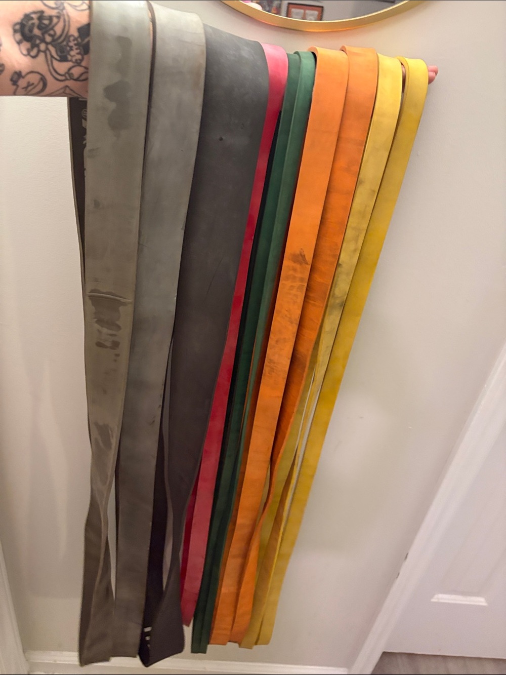 Lot of Long Exercise Fitness Resistance Training Bands TRX Light to Heavy Bundle